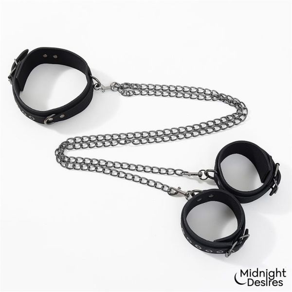 Midnight Desires Collar and Ankle Cuffs with Chain