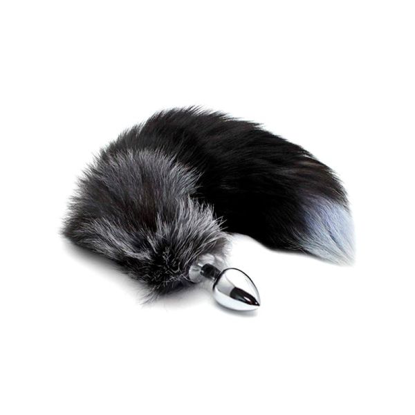 Alive Black And White Fox Tail Plug M