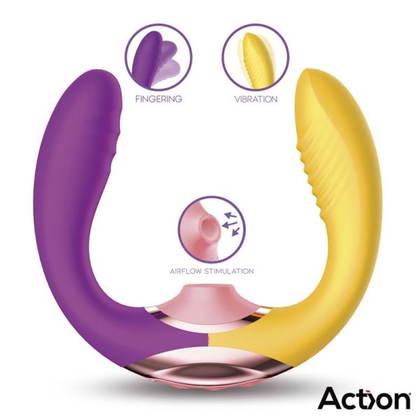 Action Two Lovers 3 in 1 Finger and Airflow Vibrator