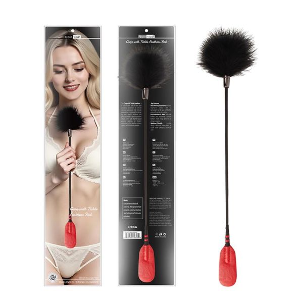 Chisa Crop with Tickle Feathers Red Spanking Toy