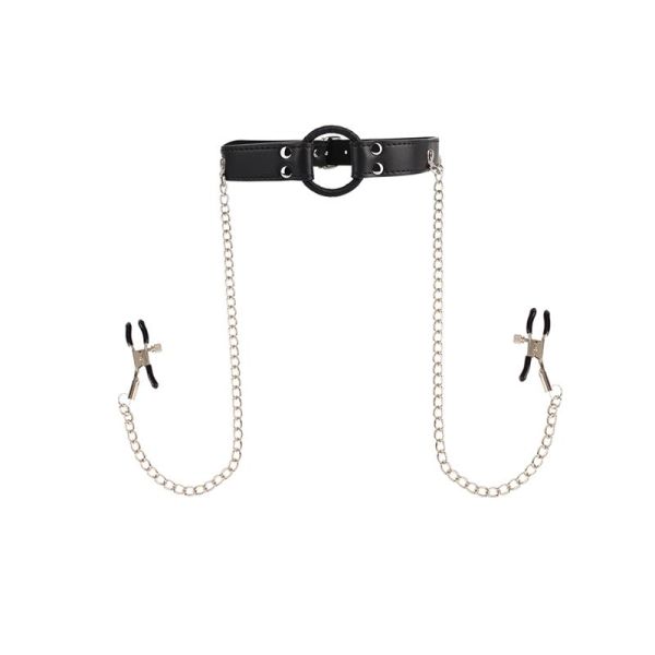 Chisa Breathable O Ring Gag with Nipple Clamps
