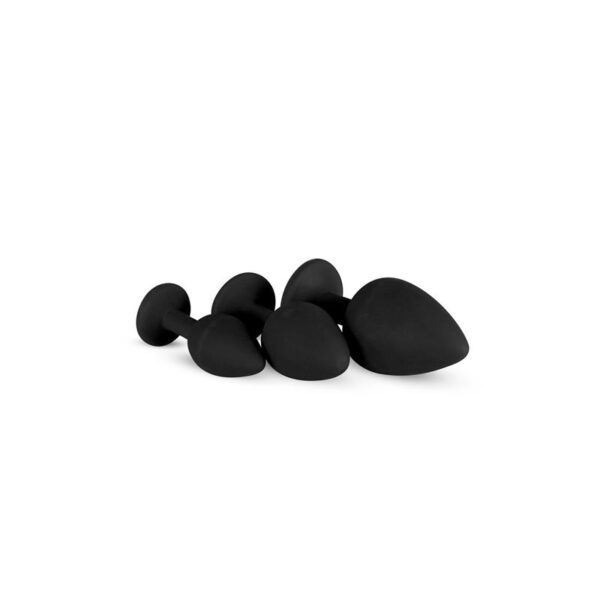 Pack 3 Butt Plug  with Crystal Silicone Black - Image 2