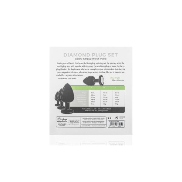 Pack 3 Butt Plug  with Crystal Silicone Black - Image 7