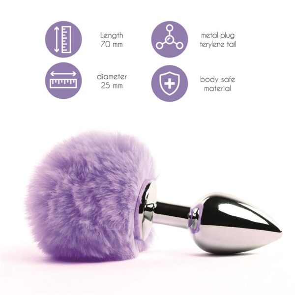 Bunny Tail Butt Plug with Tail Purple - Image 2