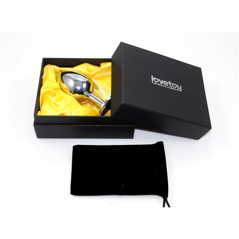 Butt Plug Silver Rosebud Classic with Black Jewel Size S - Image 2