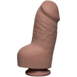 Dual Density Dildo Fat D with Testicles 8 Ultraskyn Caramel