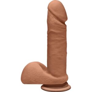 Dual Density Dildo Perfect D with Testicles 7 Caramel