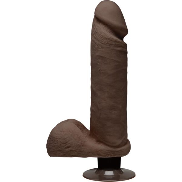Dual Density Dildo Perfect D with Vibration and Testicles 8 Chocolate