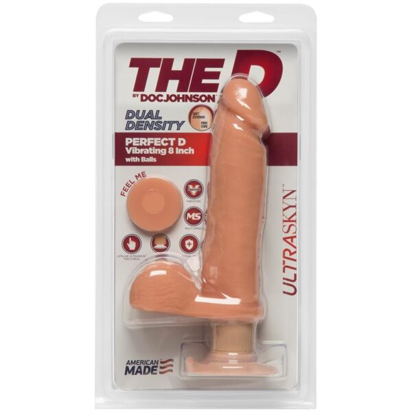 Dual Density Dildo Perfect D with Vibration and Testicles 8 Vanilla - Image 2