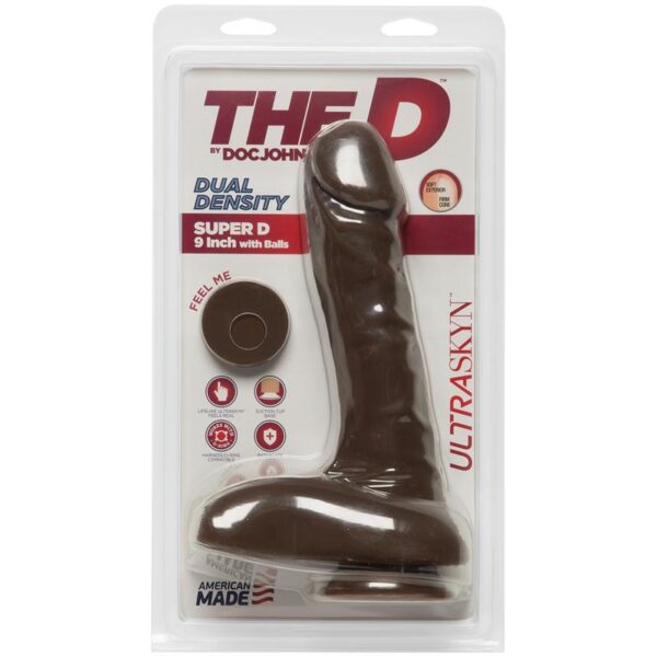 Dual Density Dildo Super D 9 Ultraskyn Chocolate - Image 2