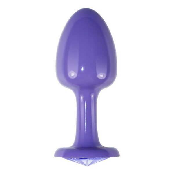 Metal Butt Plug Purple Rosebud with Blue Jewel - Image 2