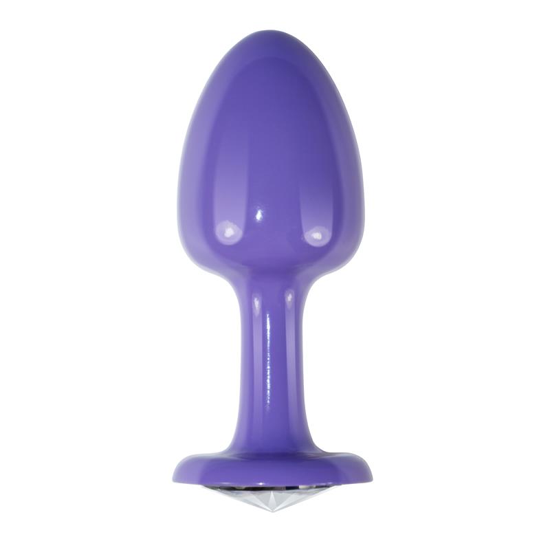 Metal Butt Plug Purple Rosebud with Clear Jewel - Image 2