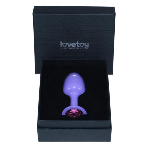 Metal Butt Plug Purple Rosebud with Pink Jewel - Image 3