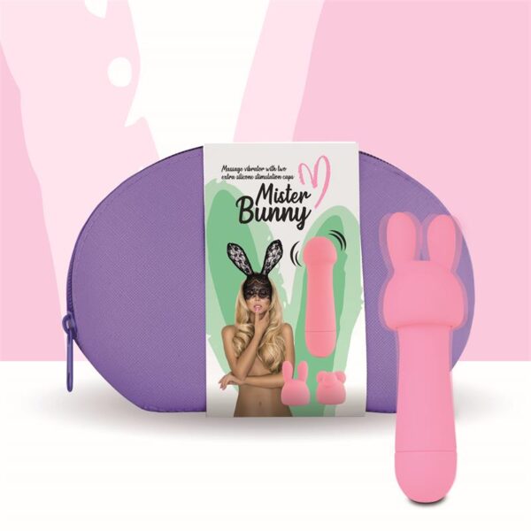 Mister Bunny Massage Vibe with 2 Silicone Caps Pink - Image 5