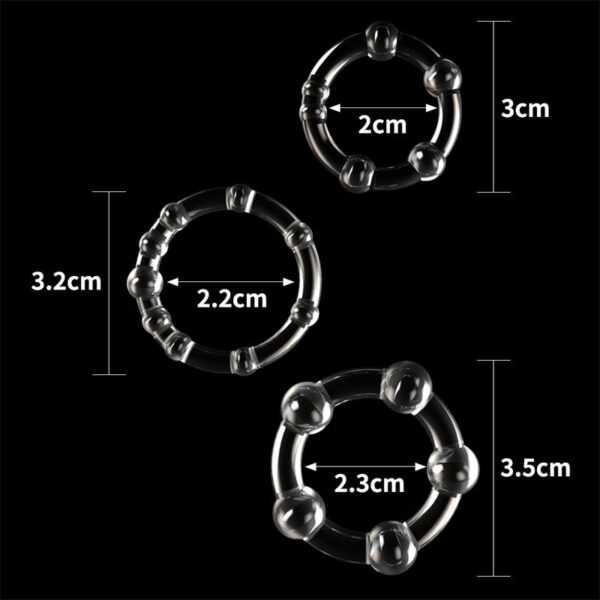 Pack of 3 Penis Ring Power Plus Triple Clear - Image 2