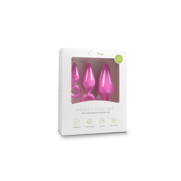 Set 3 Butt Plug Silicone Pink - Image 4