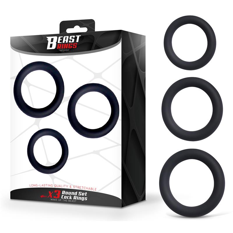 Set of 3 Penis Rings Silicone S, M and L